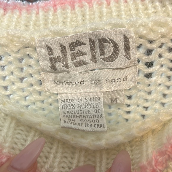 Vintage | Heidi Hand Sewn 3/D Teddy Bear 🧸 sweater Sz M - Picture 6 of 10
